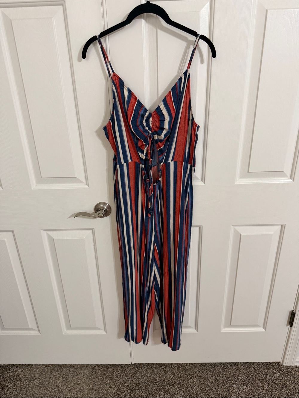 Wild Fable XL Striped Cutout Jumpsuit Ruched Tie Front Wide Leg Boho